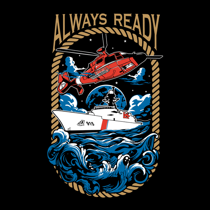 Grunt Style USCG - Always Ready T-Shirt - Black-Artwork