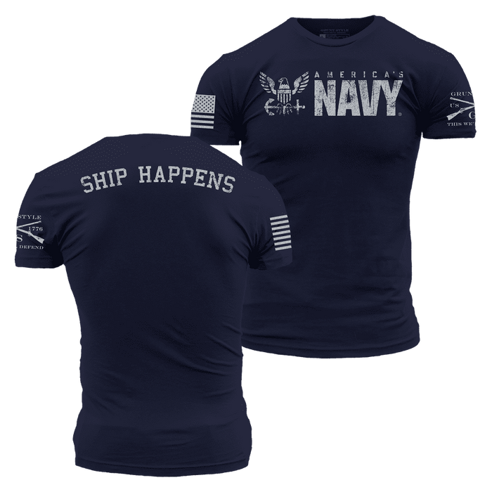 Grunt Style USN - Ship Happens 2.0 T-Shirt - Navy