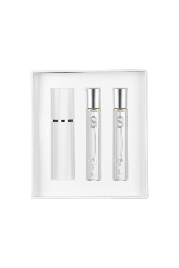 venice eau de parfum travel set by buttonscarves beauty set detail