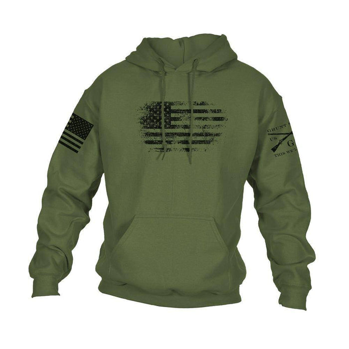 Military Green Vintage American Flag Hoodie