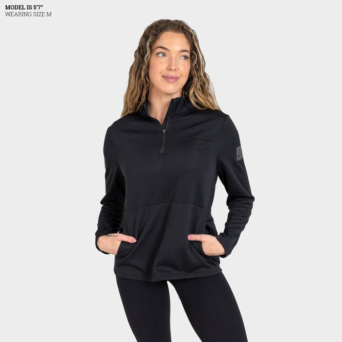 Grunt Style Women's 1/2 Zip Waffle Top - Black