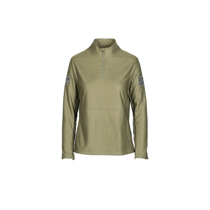 Women's 1/2 Zip Waffle Top - Military Green