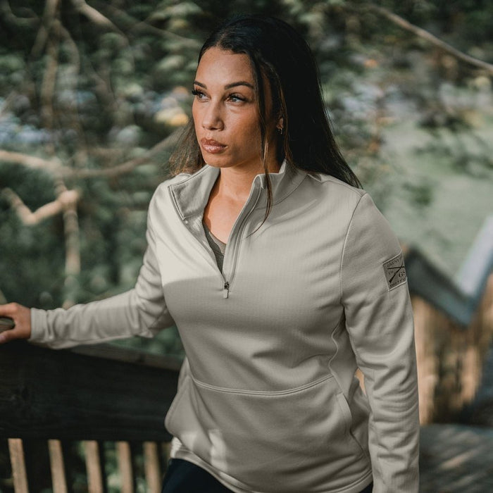 Women's 1/2 Zip Waffle Top - Sand