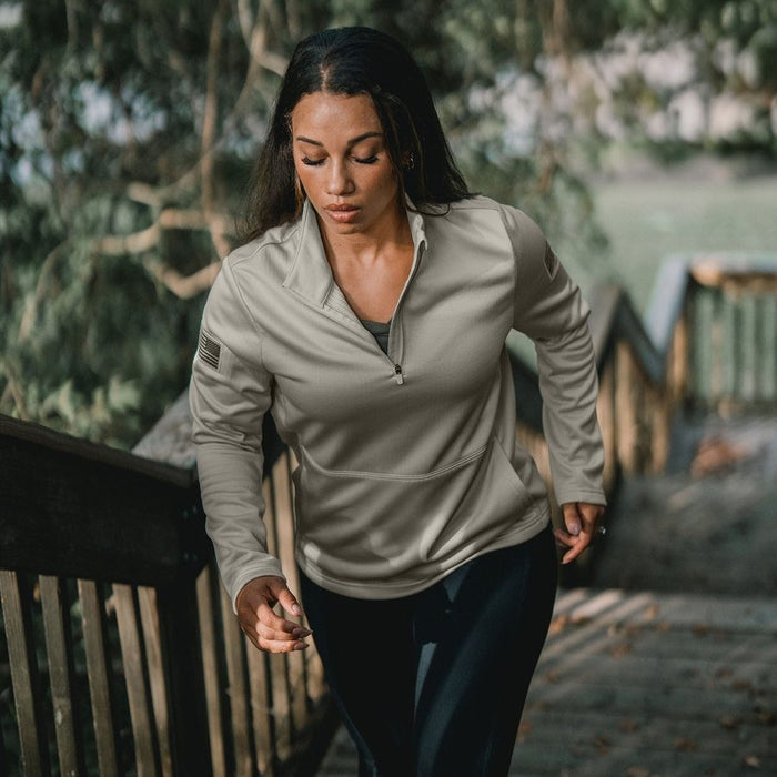 Women's 1/2 Zip Waffle Top - Sand
