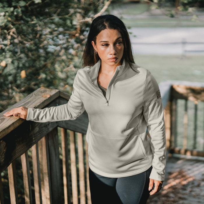 Women's 1/2 Zip Waffle Top - Sand
