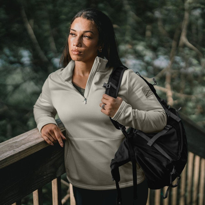 Women's 1/2 Zip Waffle Top - Sand