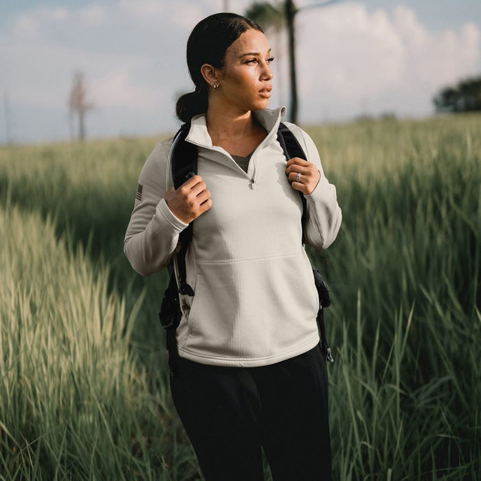 Women's 1/2 Zip Waffle Top - Sand