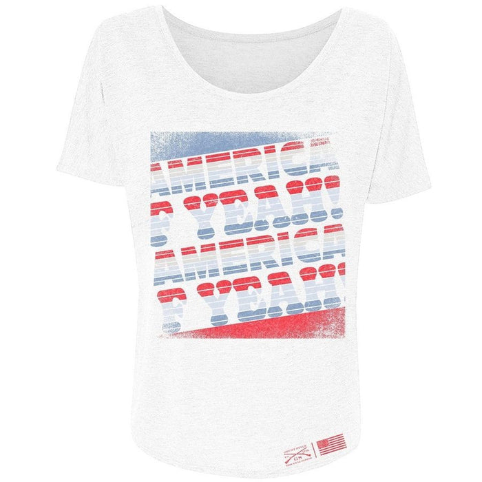 Grunt Style Women's America F*ck Yeah Slouchy Fit T-Shirt - White T-Shirt