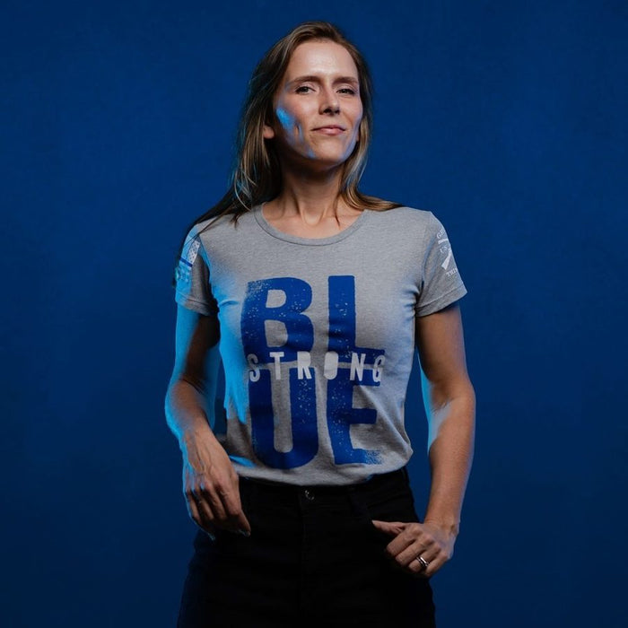 Grunt Style Women's Blue Strong Slim Fit T-Shirt - Dark Heather Gray T-Shirt