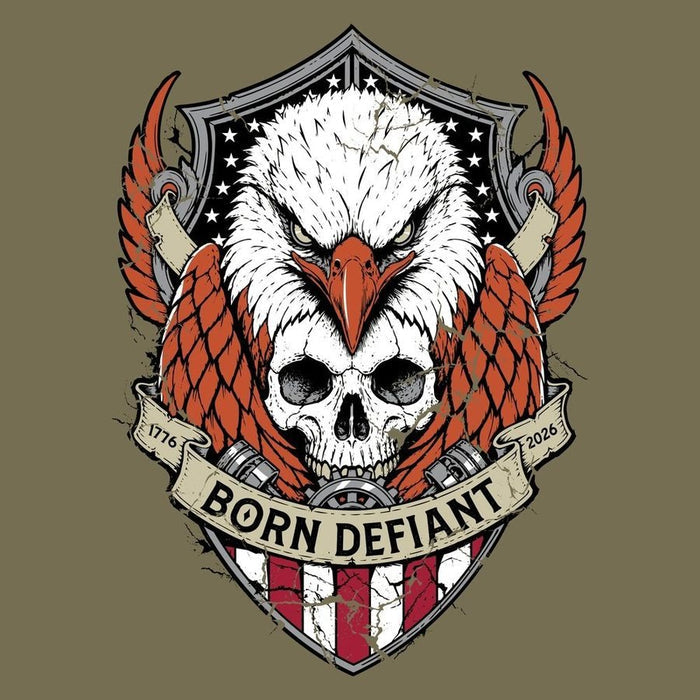 Grunt Style Women's Born Defiant Slim Fit T-Shirt - Military Green artwork
