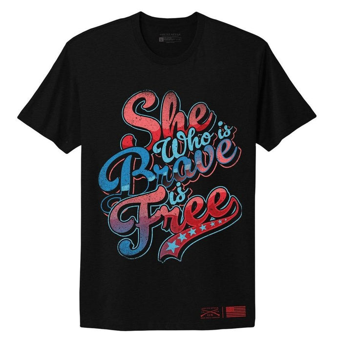 Grunt Style Women's Brave Is Free Boyfriend Fit T-Shirt - Black T-Shirt