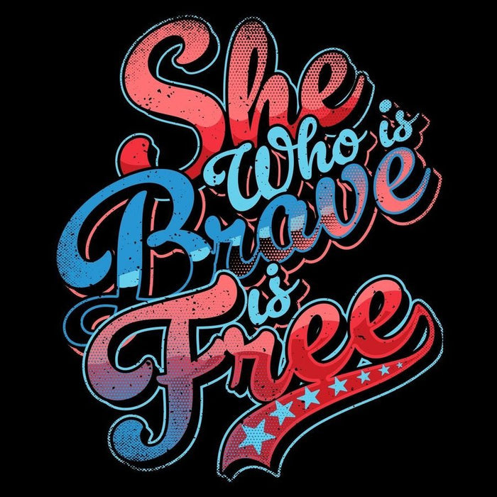 Grunt Style Women's Brave Is Free Boyfriend Fit T-Shirt - Black artwork