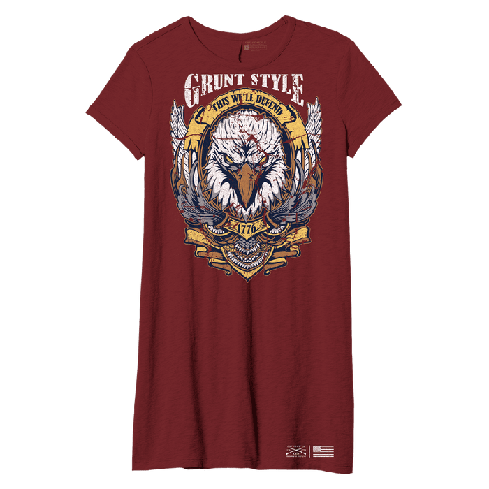 Grunt Style GS7287 Women's Easy Rider Shirt Dress Red Plum Artwork