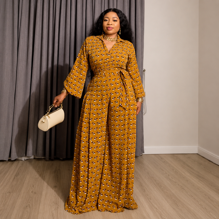 Women’s Floral Tie-Up Top & Wide-Leg Pants Set – Summer 2026