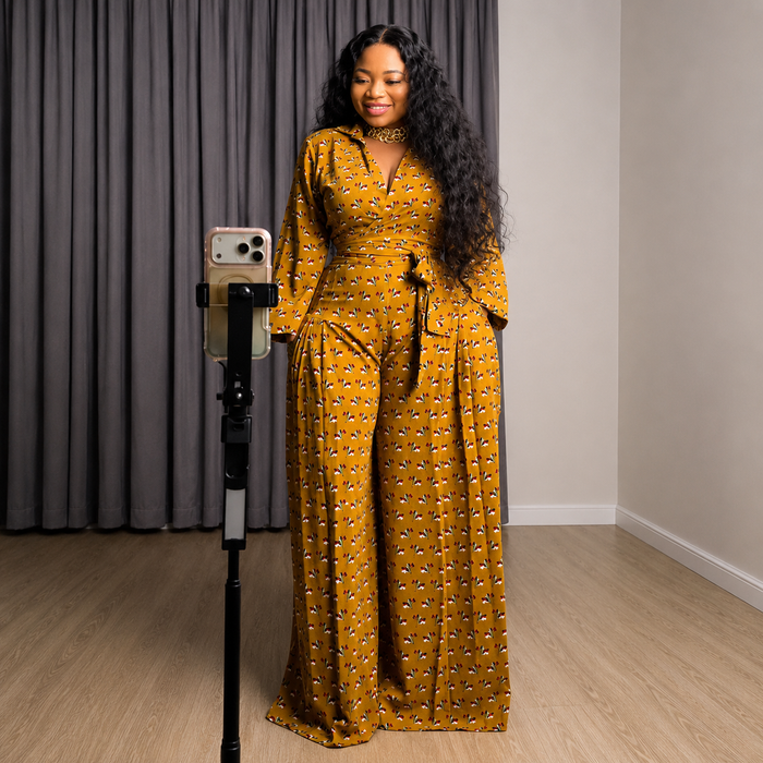 Women’s Floral Tie-Up Top & Wide-Leg Pants Set – Summer 2026