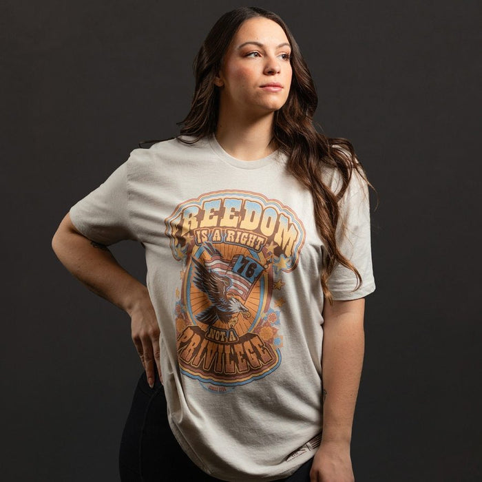 Grunt Style Women's Freedom Is A Right Boyfriend Fit T-Shirt -Sand