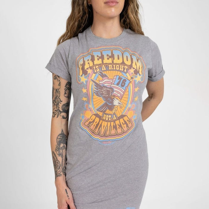 Grunt STyle Women's Freedom Is A Right Shirt Dress - Dark Heather Gray