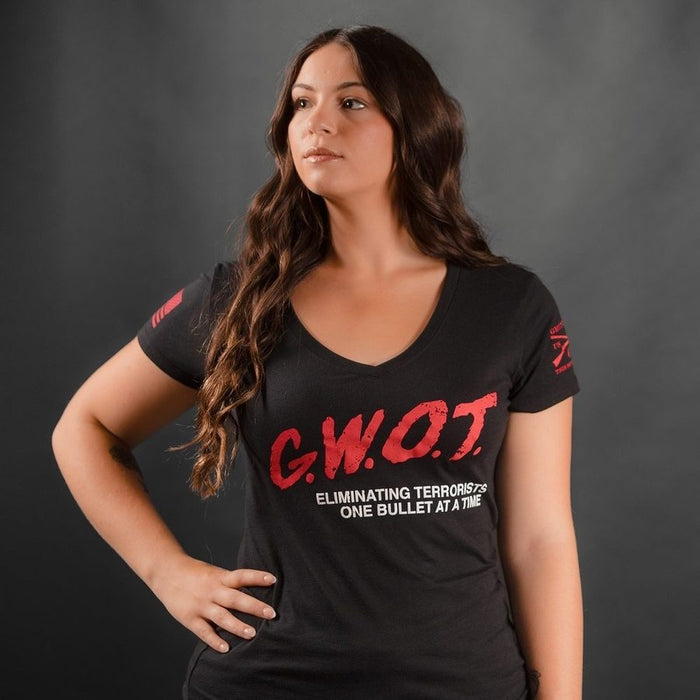 Women's G.W.O.T. V-Neck - Black "War on Terror Tee" | Grunt Style