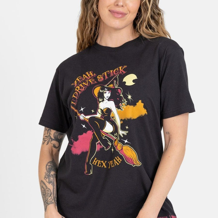 Women's I Drive Stick Boyfriend Fit T-Shirt - Black