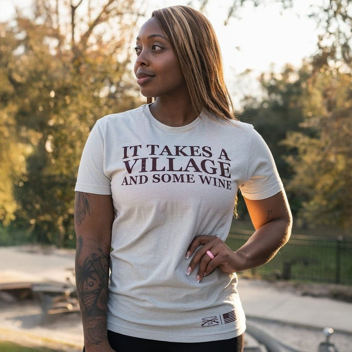 Grunt Style Women's It Takes A Village Boyfriend Fit T-Shirt - Sand
