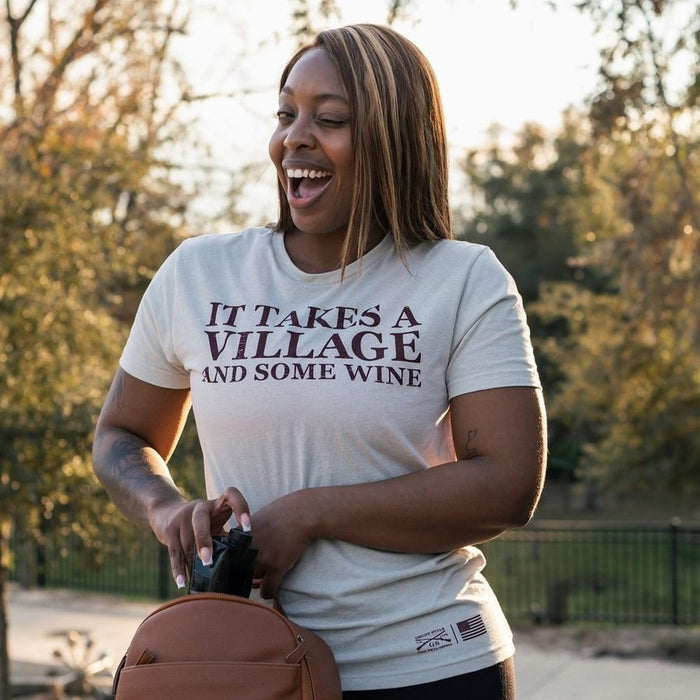 Grunt Style Women's It Takes A Village Boyfriend Fit T-Shirt - Sand