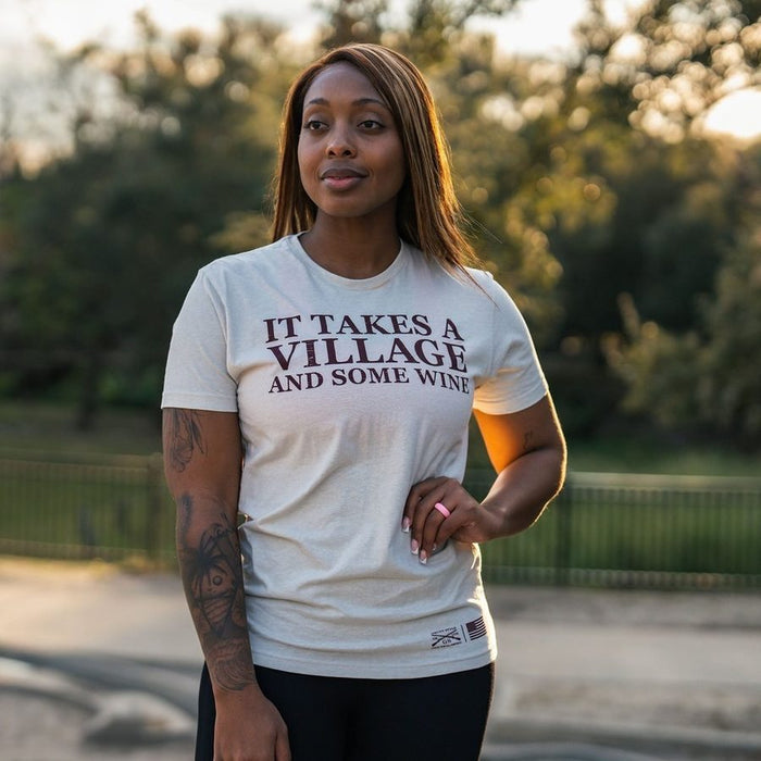 Grunt Style Women's It Takes A Village Boyfriend Fit T-Shirt - Sand