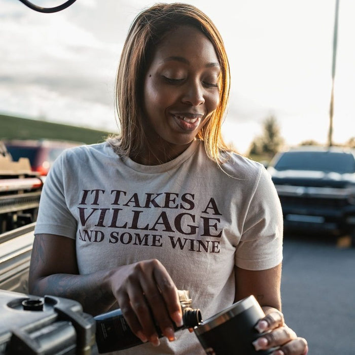 Grunt Style Women's It Takes A Village Boyfriend Fit T-Shirt - Sand