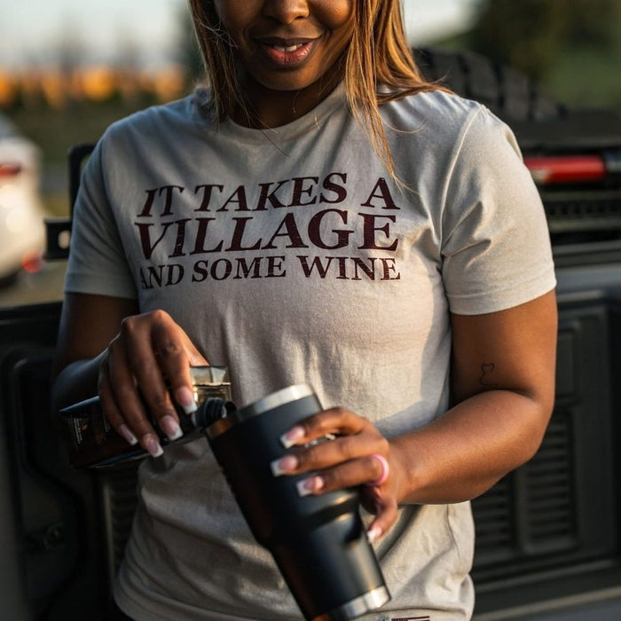 Grunt Style Women's It Takes A Village Boyfriend Fit T-Shirt - Sand
