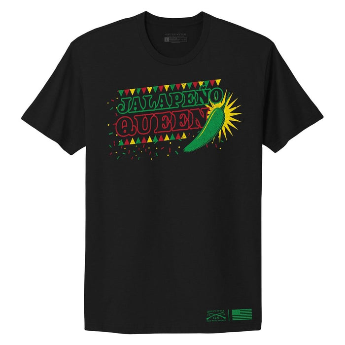 Grunt Style Women's Jalapeno Queen Boyfriend Fit T-Shirt - Black T-Shirt