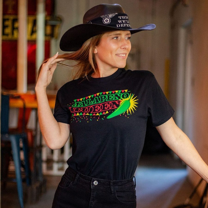 Grunt Style Women's Jalapeno Queen Boyfriend Fit T-Shirt - Black