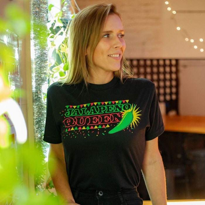 Grunt Style Women's Jalapeno Queen Boyfriend Fit T-Shirt - Black