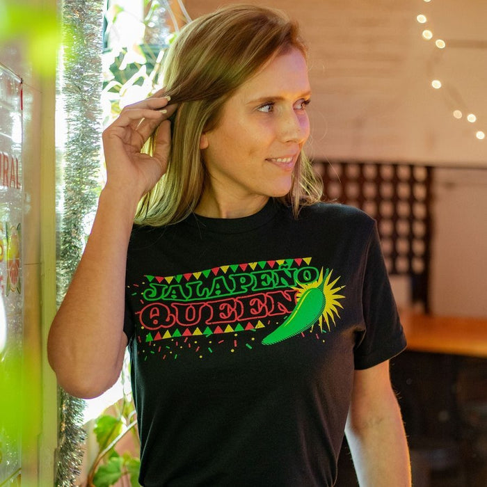 Grunt Style Women's Jalapeno Queen Boyfriend Fit T-Shirt - Black