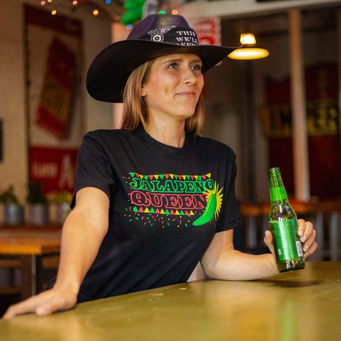 Grunt Style Women's Jalapeno Queen Boyfriend Fit T-Shirt - Black