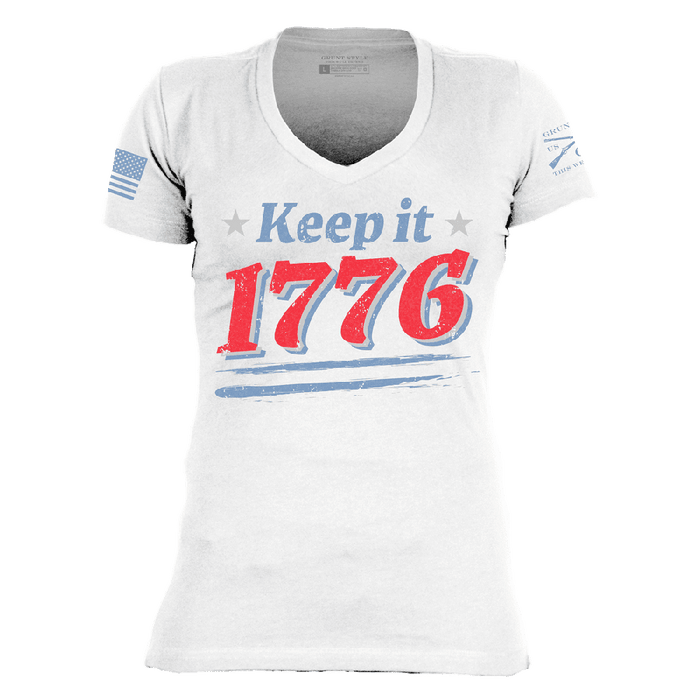 Grunt Style Women's Keep It 1776 V-Neck - White Artwork