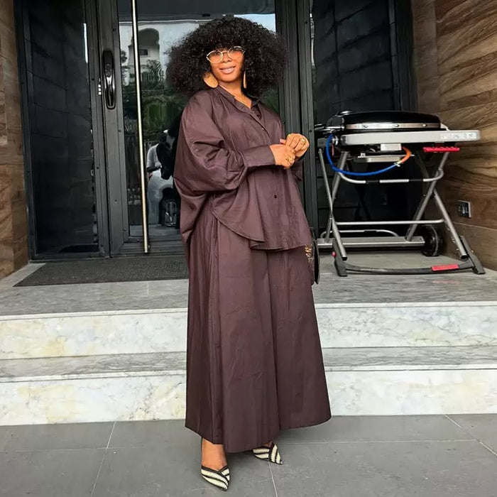Women’s Lapel Shirt & Wide-Leg Pants Set – Autumn 2025