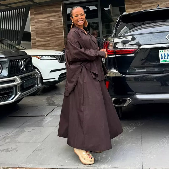 Women’s Lapel Shirt & Wide-Leg Pants Set – Autumn 2025