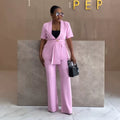 Women’s Lapel Suit Top & Straight-Leg Pants Set – African Style 2026