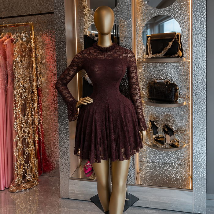 Women’s Light Luxury Lace Slim-Fit Short Dress – Party Style 2026