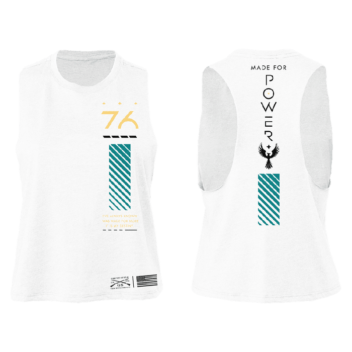 Grunt Style Women's Made For Power Racerback Cropped Tank - White-Web-Ready