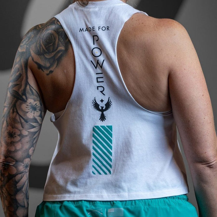 Grunt Style Women's Made For Power Racerback Cropped Tank - White