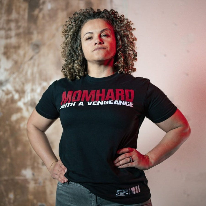 Women's Mom Hard Boyfriend Fit T-Shirt - Black