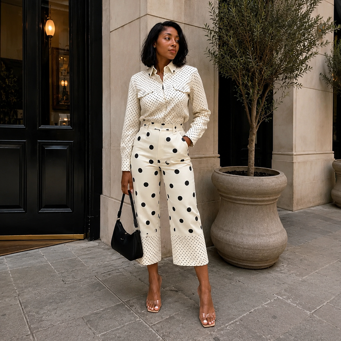 Women’s Polka Dot Collared Shirt & Straight Shorts Set – African Style 2026