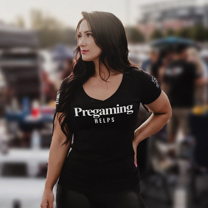 Women's Pregaming Helps V-Neck - Black