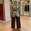 Women’s Printed Suit Collar Top & Wide-Leg Pants Set – Spring/Autumn 2026