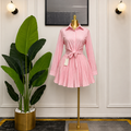 Women’s Rhinestone Striped Shirt & Pleated Skirt Set – Summer 2026