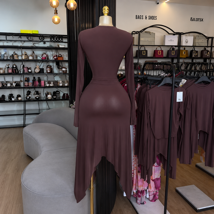 Women’s Round Neck Long-Sleeve Top & Asymmetrical Skirt Set – Summer 2026