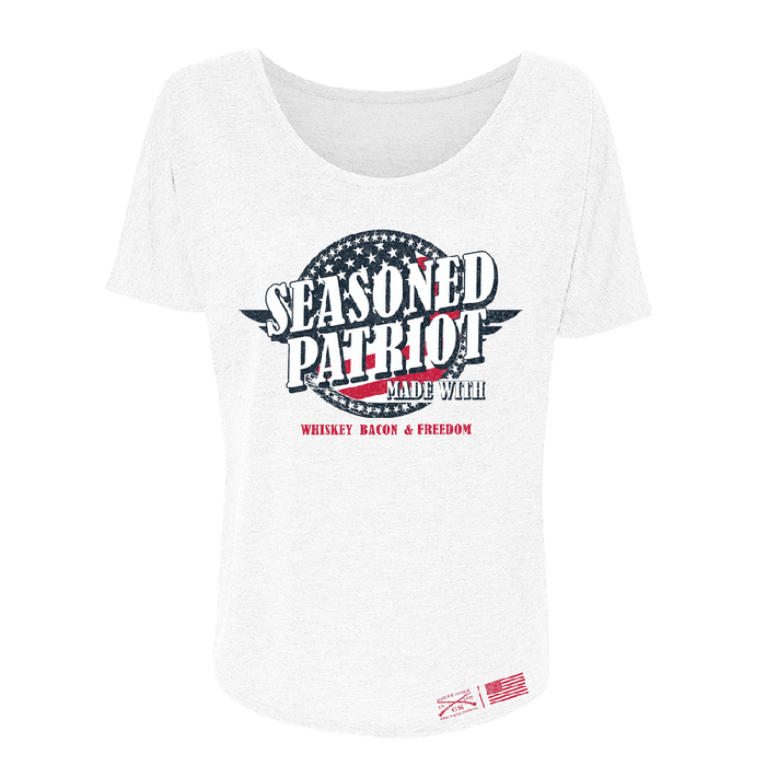 Grunt Style Women's Seasoned Patriot Slouchy Fit T-Shirt - White artwork