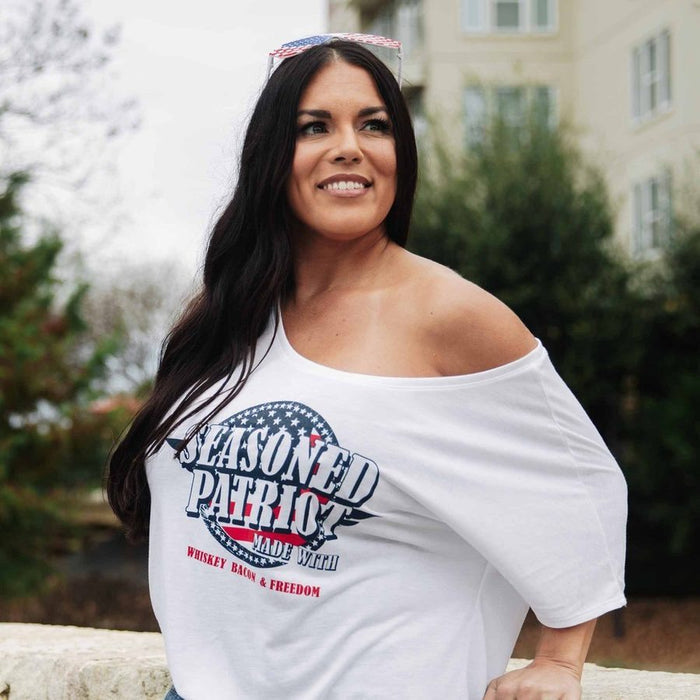 Grunt Style Women's Seasoned Patriot Slouchy Fit T-Shirt - White