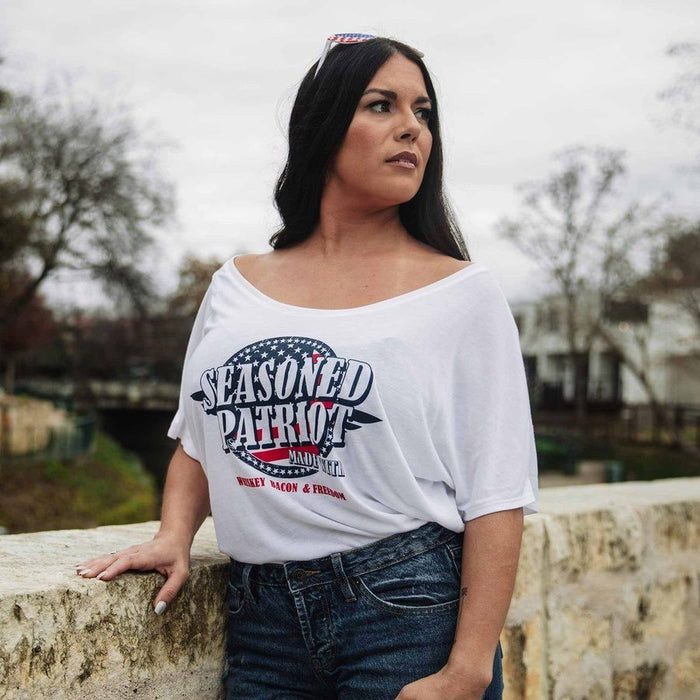 Grunt Style Women's Seasoned Patriot Slouchy Fit T-Shirt - White