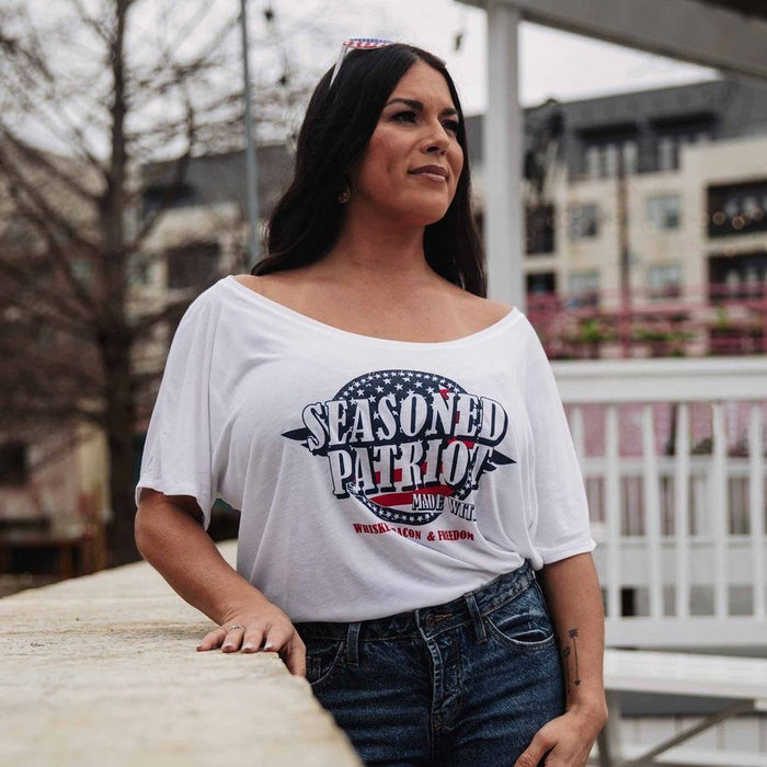 Grunt Style Women's Seasoned Patriot Slouchy Fit T-Shirt - White